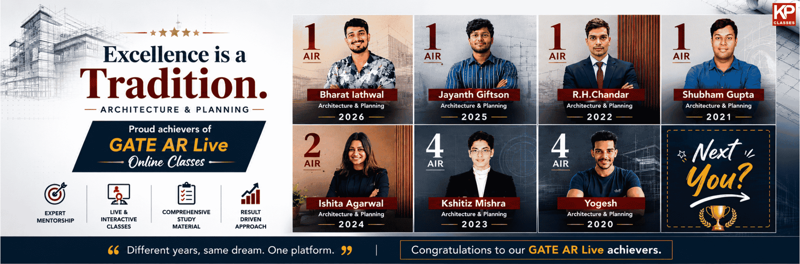 GATE AR Top Rankers by KP Classes