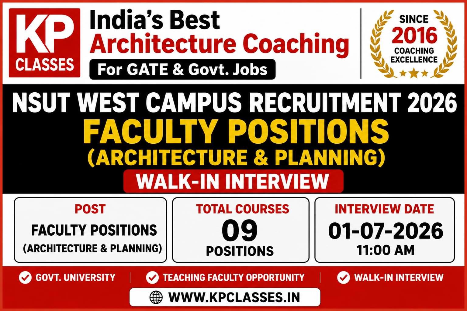 NSUT Architecture Faculty Vacancy 2026