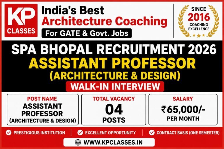 SPA Bhopal Assistant Professor Recruitment 2026 (Architecture)