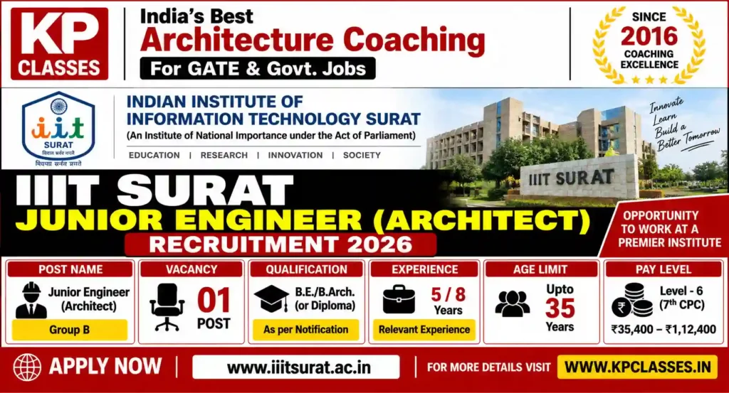 IIIT Surat Junior Engineer Architect Recruitment 2026